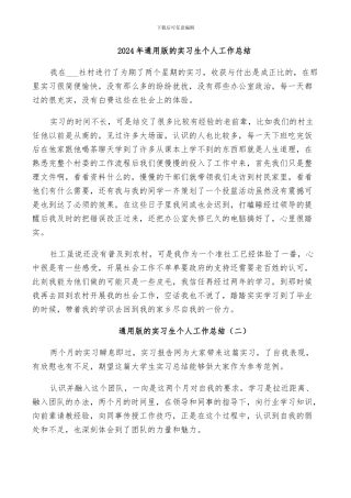 2024年通用版的实习生个人工作总结