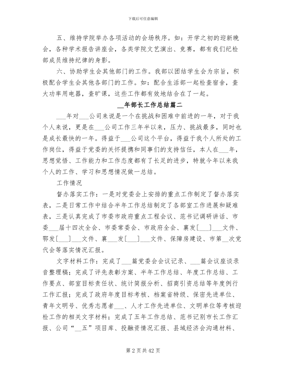 2024年部长工作总结格式_第2页