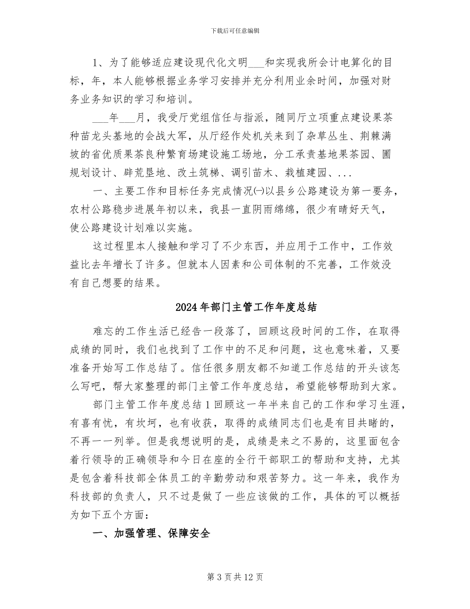 2024年部门主管助理年终总结_第3页