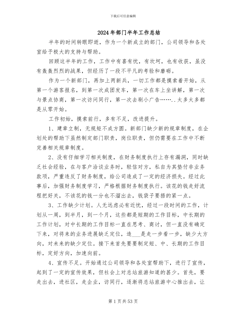 2024年部门半年工作总结_第1页