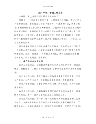 2024年部门营销工作总结
