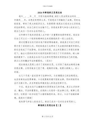 2024年醉驾矫正思想总结