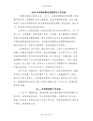 2024年采购助理试用期转正工作总结