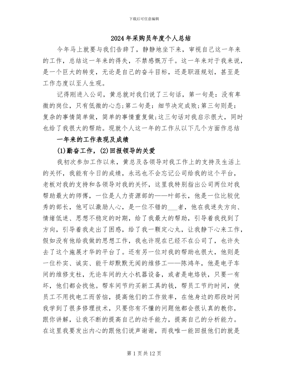 2024年采购员年度个人总结_第1页