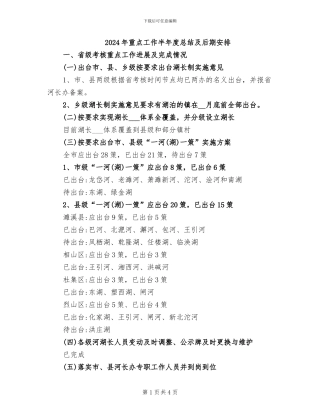 2024年重点工作半年度总结及后期安排