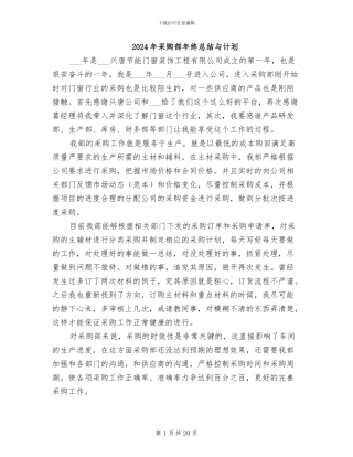 2024年采购部年终总结与计划