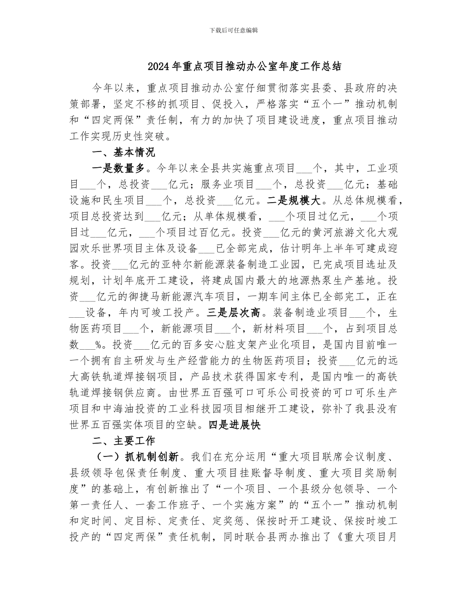 2024年重点项目推进办公室年度工作总结_第1页