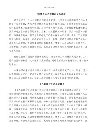 2024年金色的脚印反思总结
