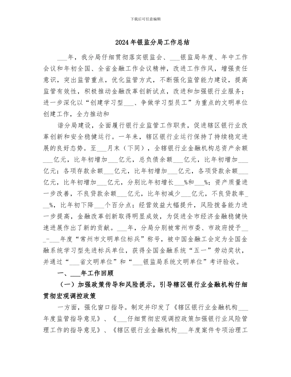 2024年银监分局工作总结_第1页