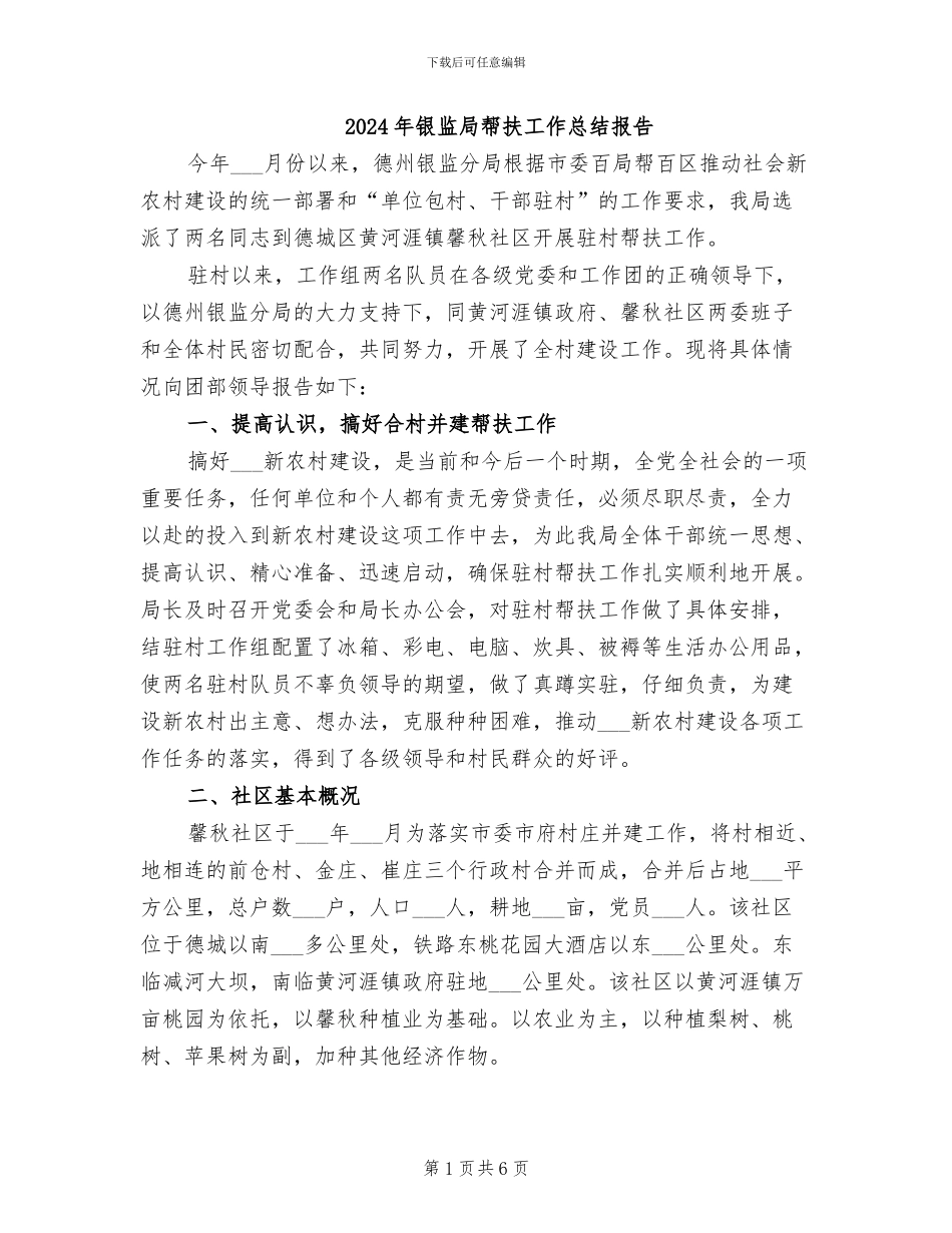 2024年银监局帮扶工作总结报告_第1页