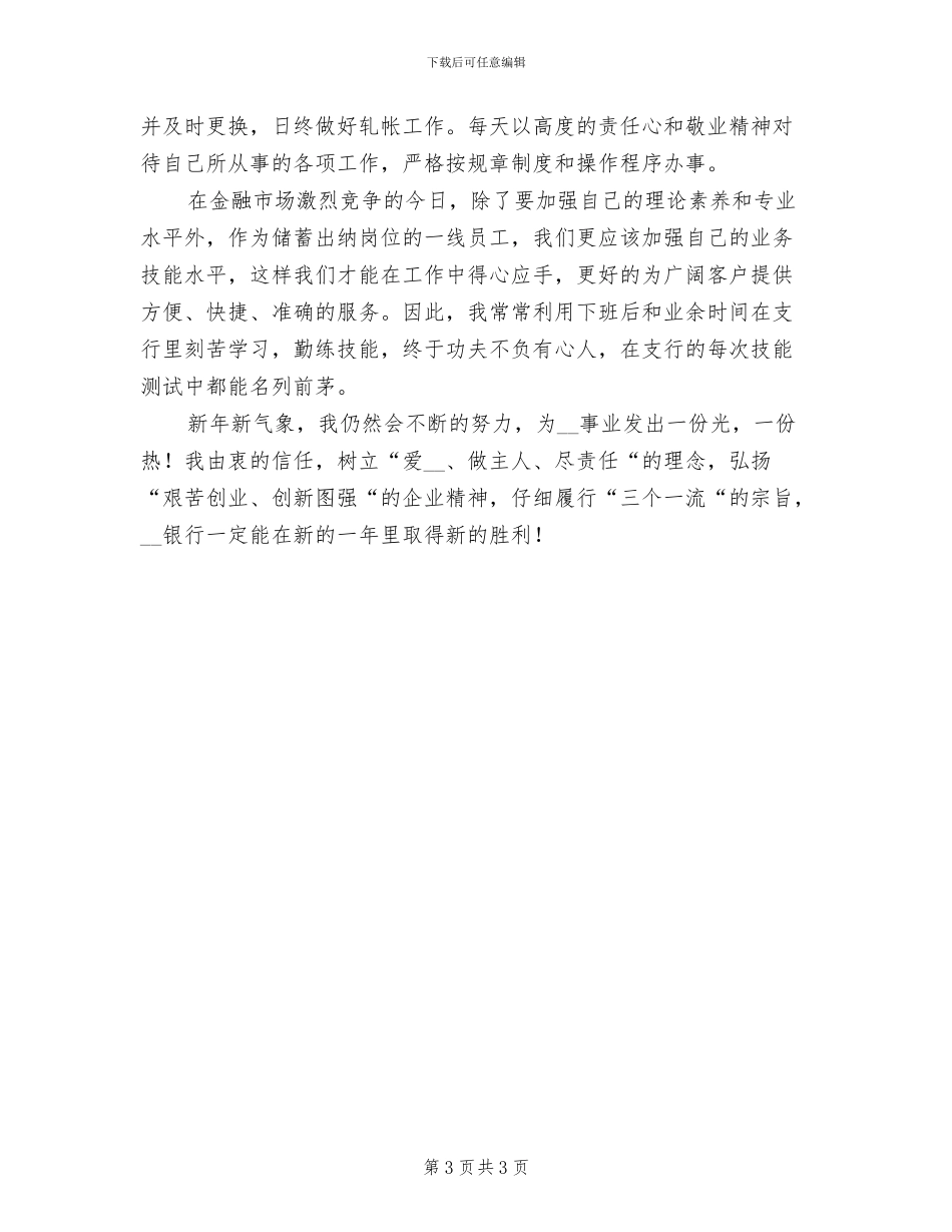2024年银行储蓄出纳个人年底工作总结_第3页