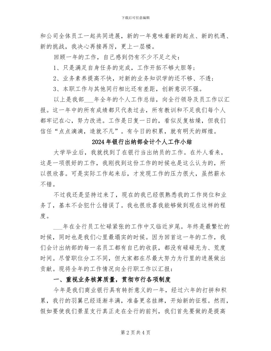 2024年银行出纳财务年终工作总结_第2页