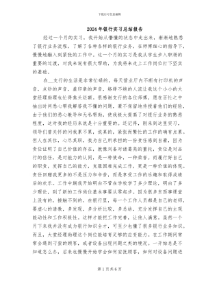 2024年银行实习总结报告