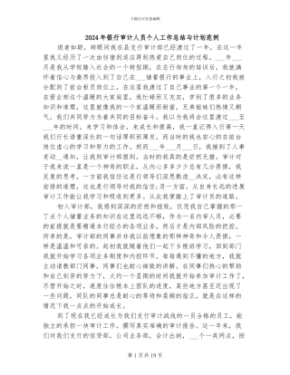 2024年银行审计人员个人工作总结与计划范例