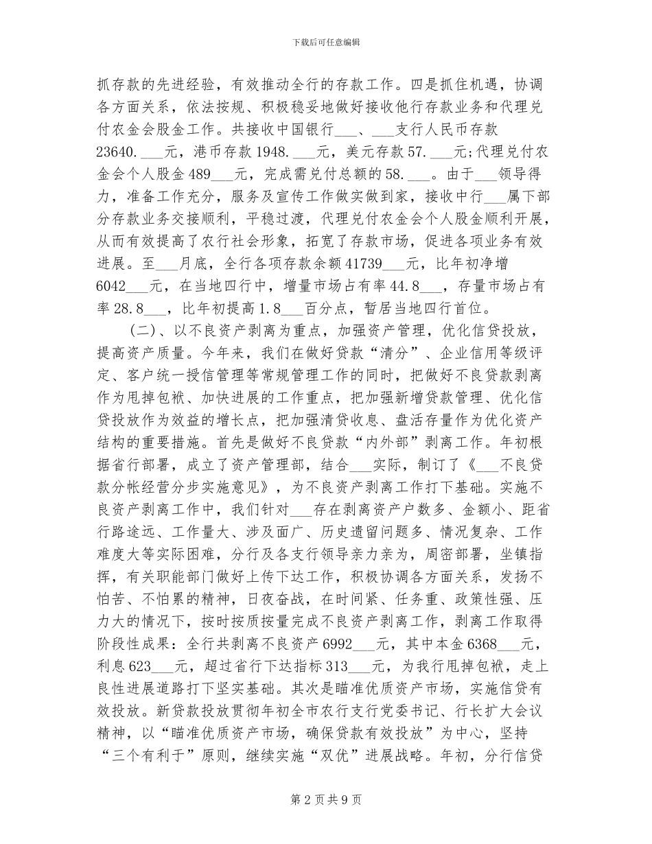 2024年银行省级支行上半年工作总结_第2页