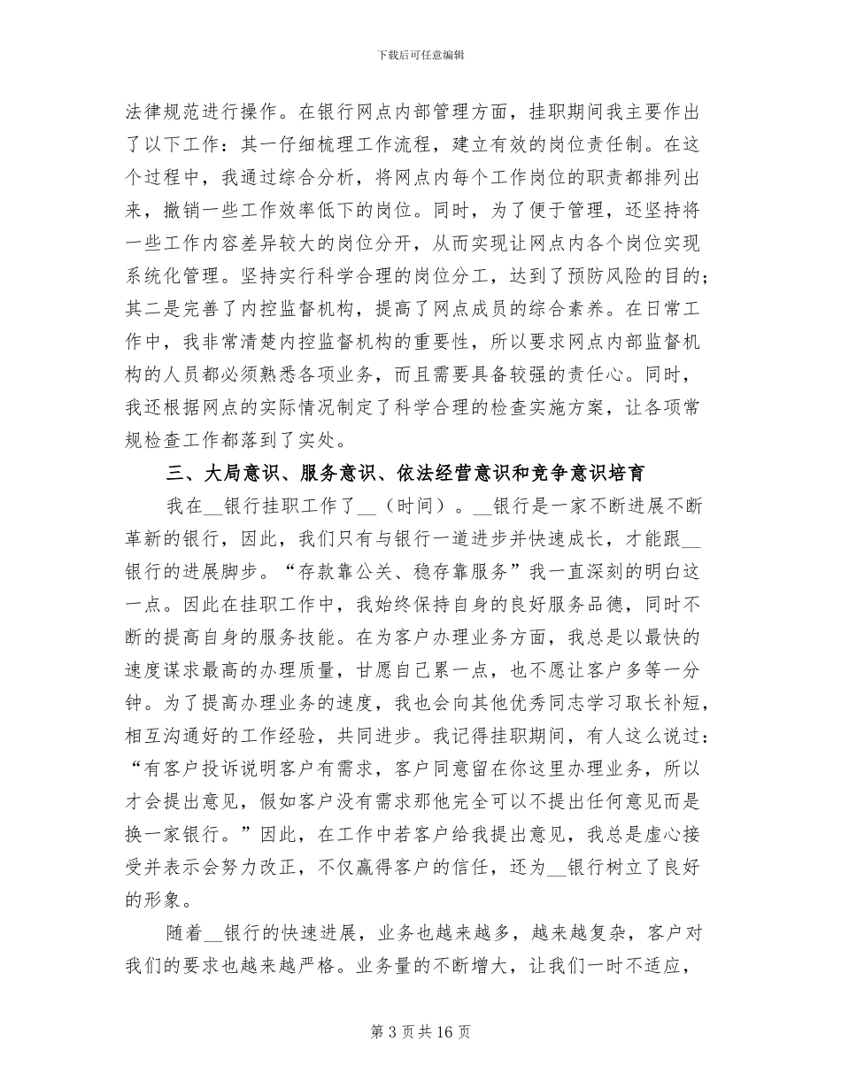 2024年银行网点挂职工作总结_第3页