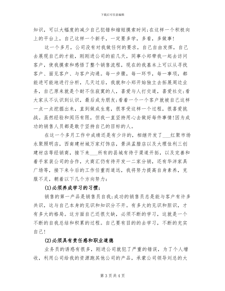 2024年销售一个月工作总结_第3页
