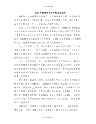 2024年销售业务员年终总结报告
