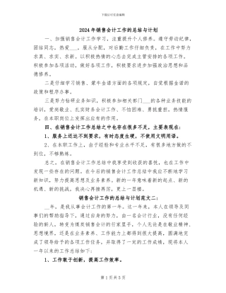 2024年销售会计工作的总结与计划