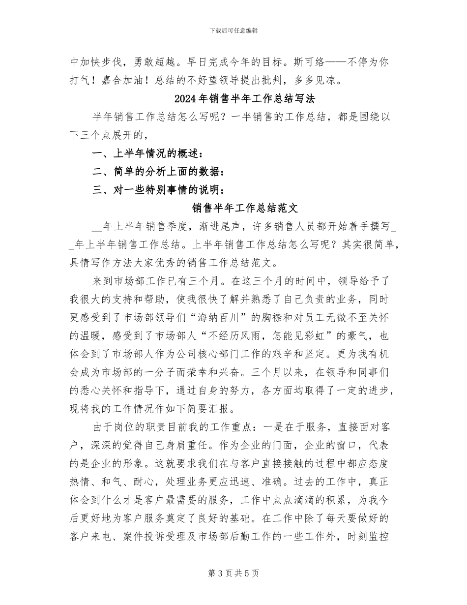2024年销售半年工作总结体会_第3页