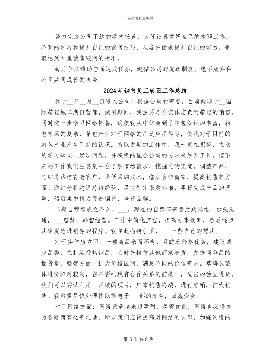 2024年销售员工试用期满转正总结_第3页