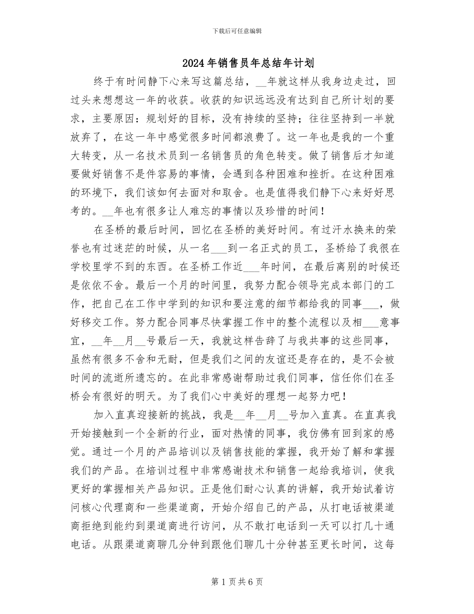 2024年销售员年总结年计划_第1页