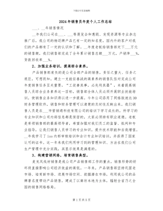 2024年销售员年度个人工作总结