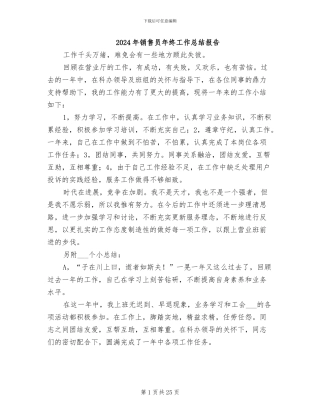 2024年销售员年终工作总结报告