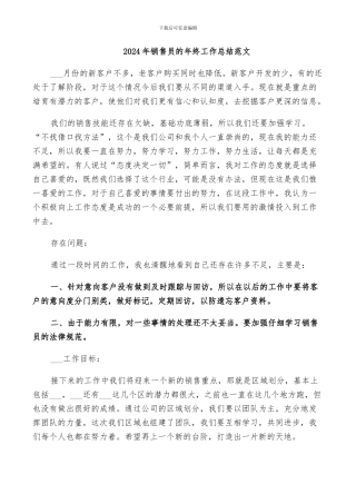 2024年销售员的年终工作总结范文