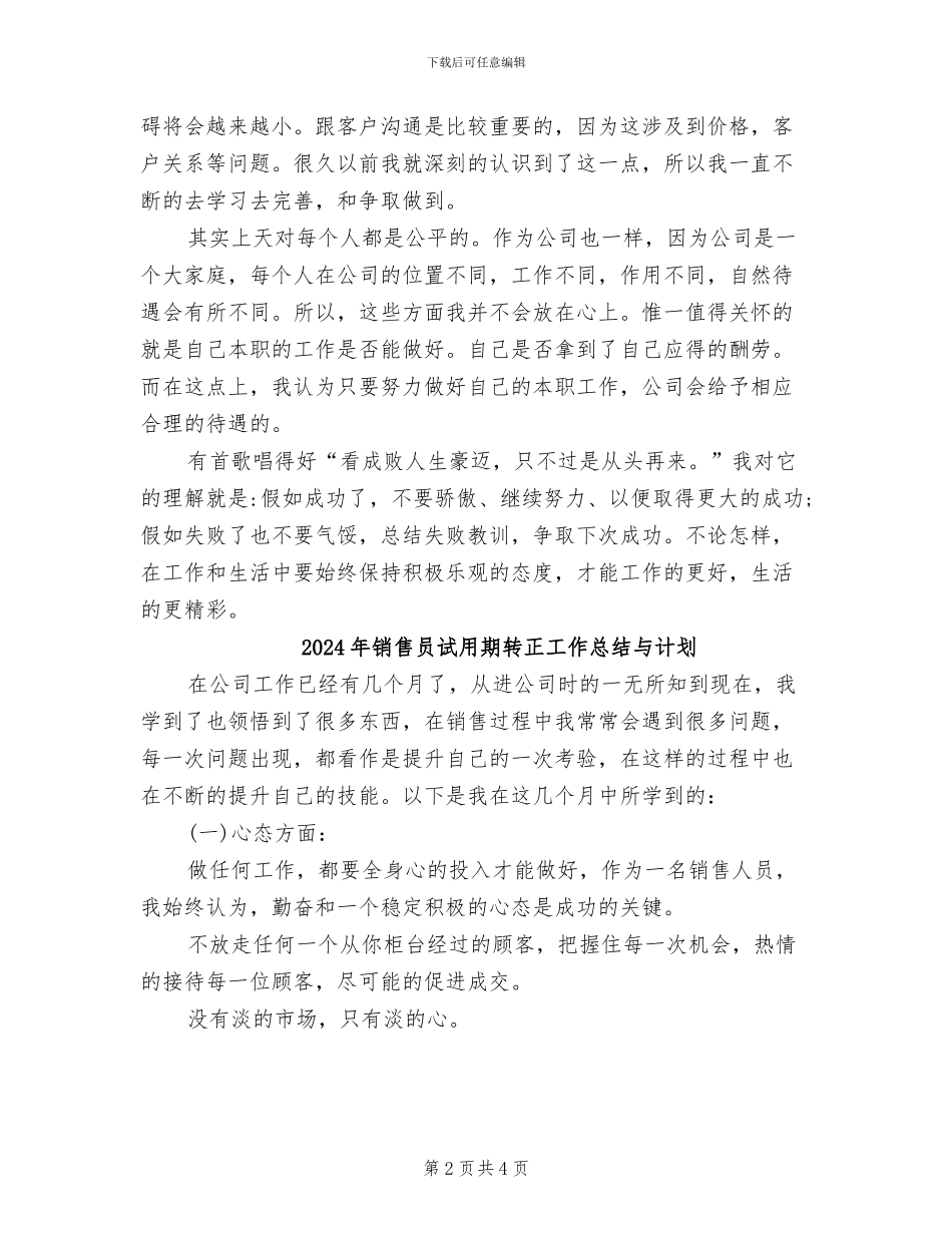 2024年销售员试用期转正工作总结_第2页