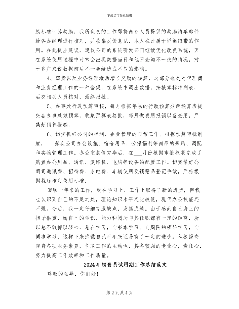 2024年销售员试用期工作总结_第2页