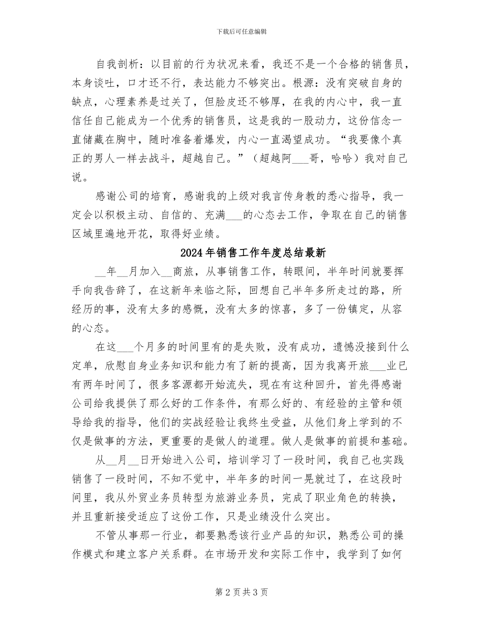 2024年销售工作年度总结报告_第2页