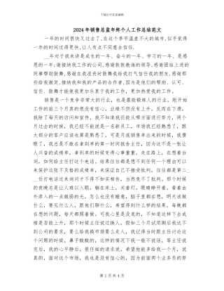 2024年销售总监年终个人工作总结范文
