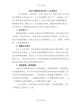 2024年销售总监年终个人总结范文