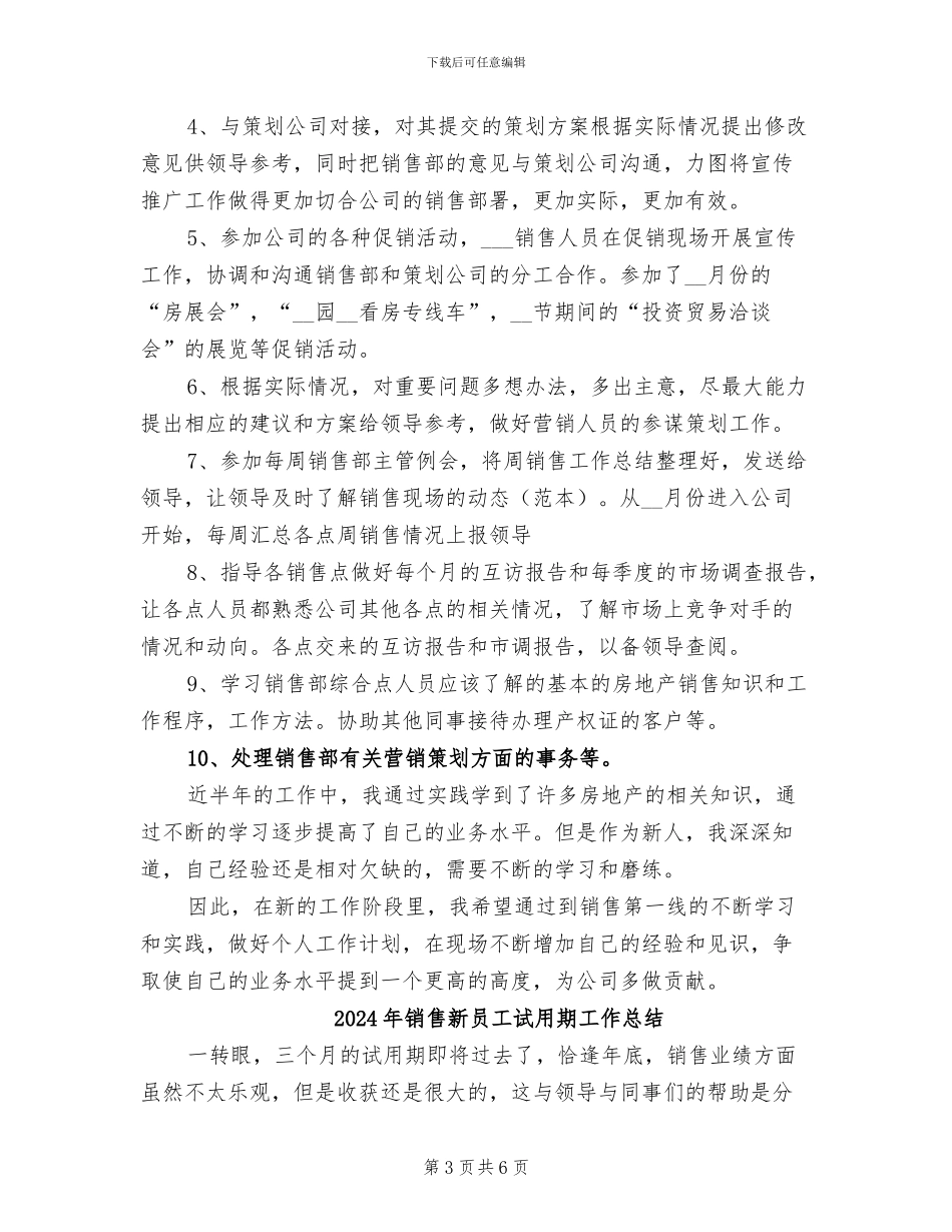 2024年销售新人试用期转正工作总结_第3页