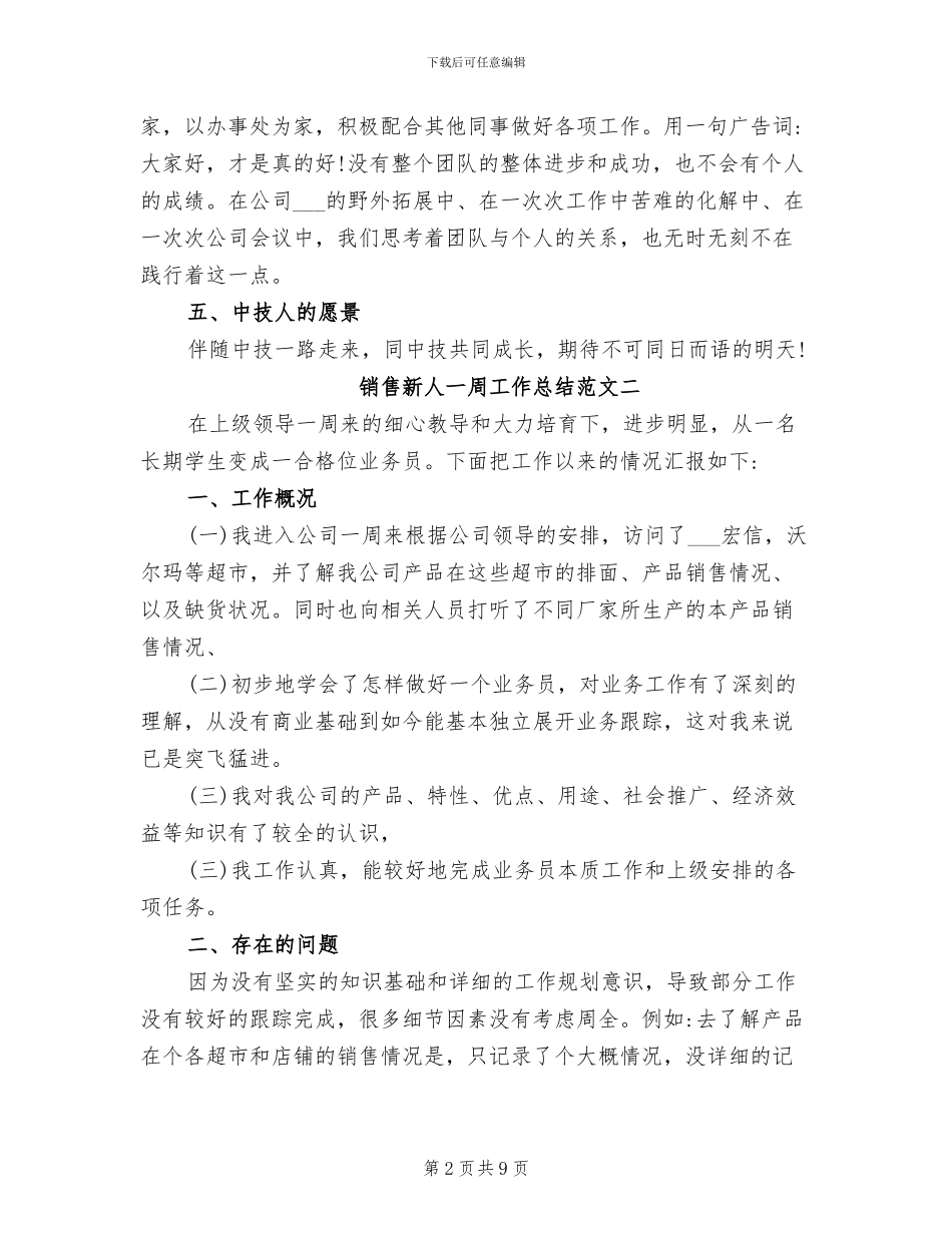 2024年销售新人一周工作总结_第2页
