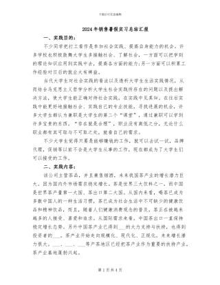 2024年销售暑假实习总结汇报