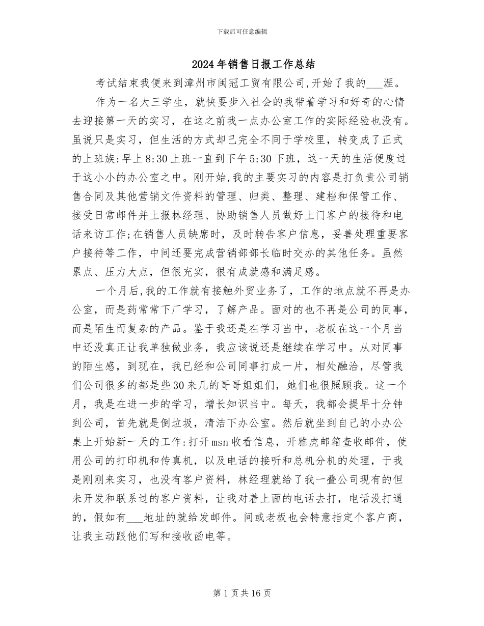 2024年销售日报工作总结_第1页