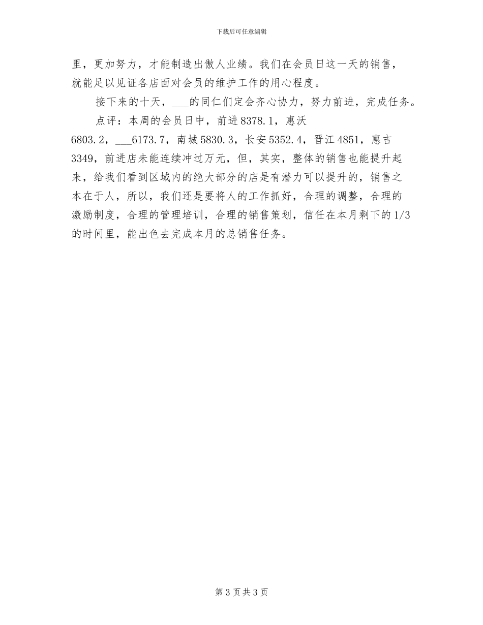 2024年销售经理一周工作总结汇报_第3页