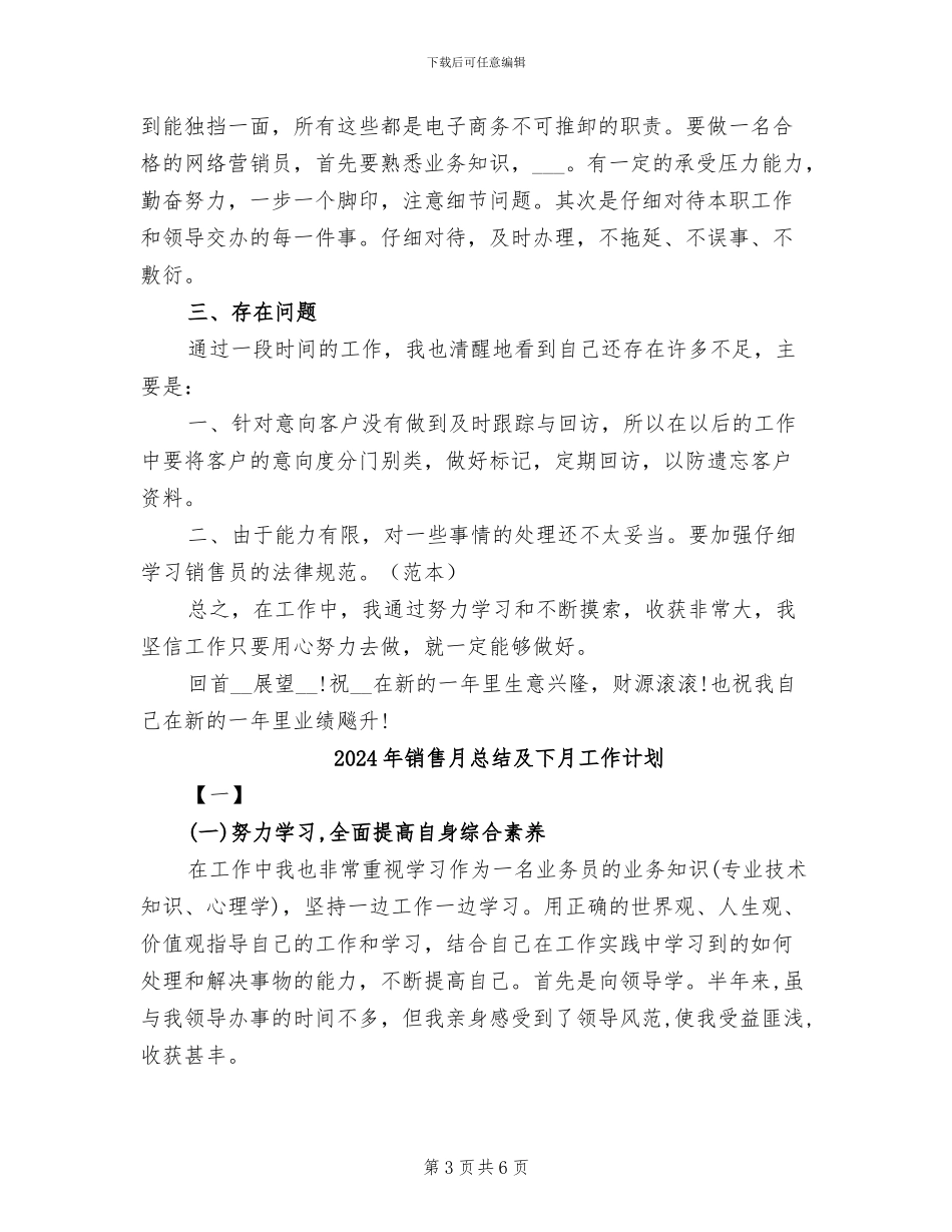 2024年销售月度总结报告_第3页