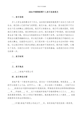 2024年销售经理个人实习总结范文