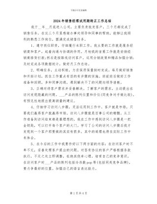 2024年销售经理试用期转正工作总结