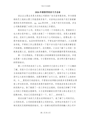 2024年销售顶岗实习月总结