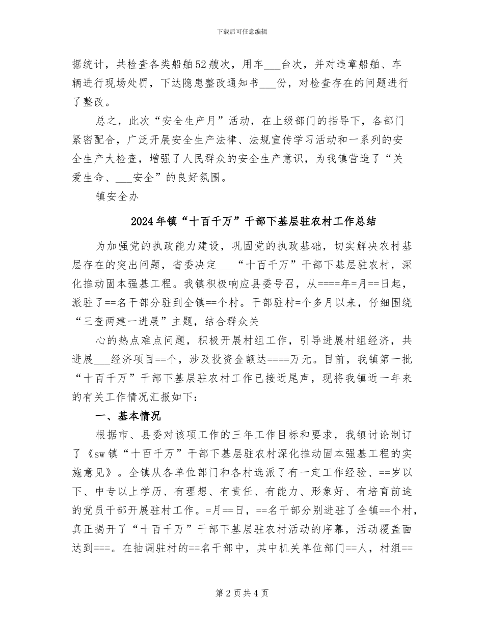 2024年镇“全国安全生产月”活动总结_第2页