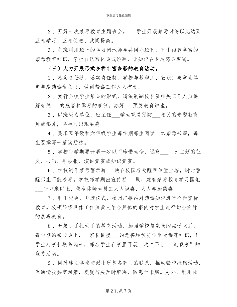 2024年镇中心小学禁毒工作总结_第2页