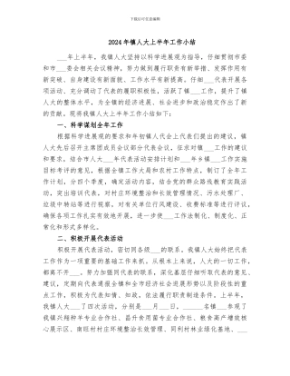 2024年镇人大上半年工作小结