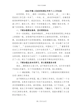 2024年镇人民政府选调生年终个人工作总结