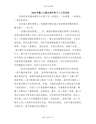 2024年镇人大副主席年终个人工作总结