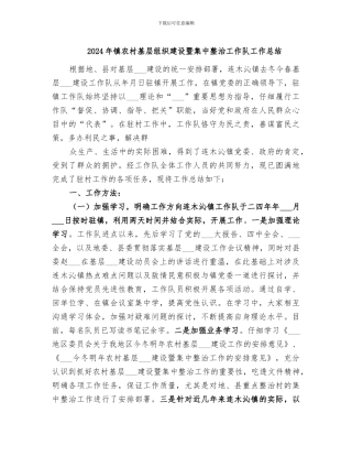 2024年镇农村基层组织建设暨集中整治工作队工作总结