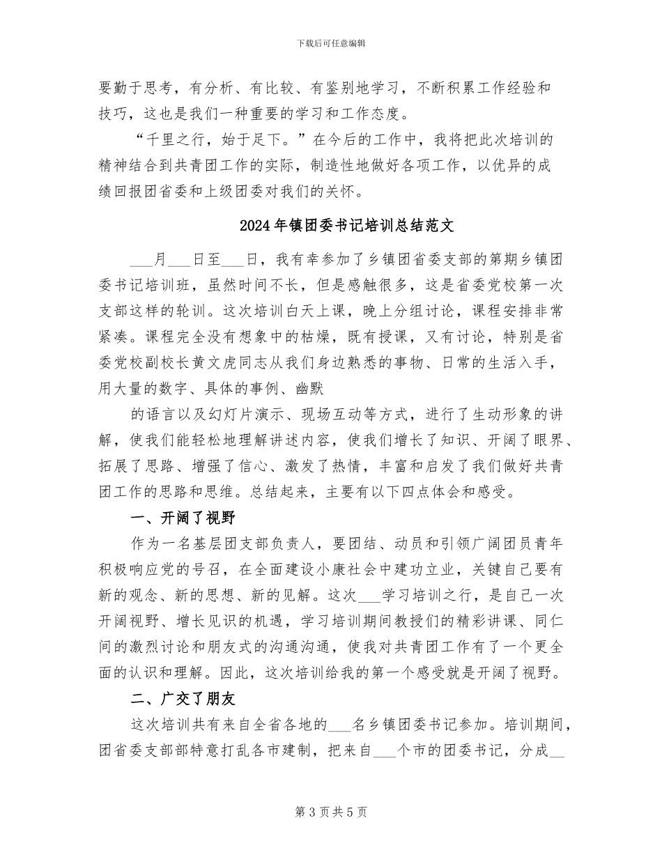 2024年镇团委书记培训总结_第3页